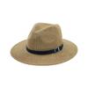 Navy Blue Beach Straw Hat Women Mens Wide Brim Elegant Panama Hat Fedora Female Casual Fashionable Summer Sun Hats Khaki Fashion