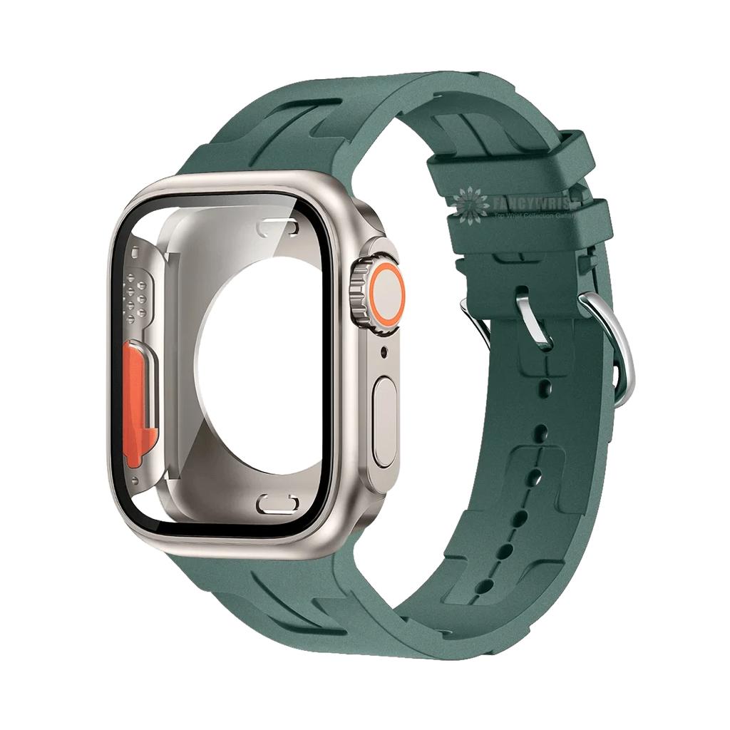 Original Silicone Band &Change To Ultra Case For Apple Watch 9 8 7 6 SE 5 4 Strap For iWatch Series 44mm 45mm 42mm 41mm Bracelet
