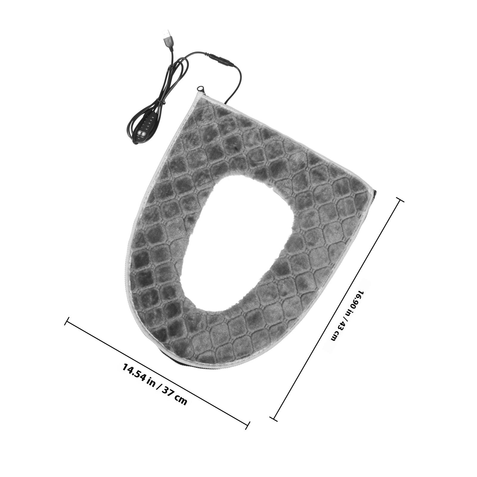 

Grid Pattern Toilet Seat Cover with USB Heating Adjustable Warmth Level Washable Design for Home Toilet Use Soft Seat Cushion сірий