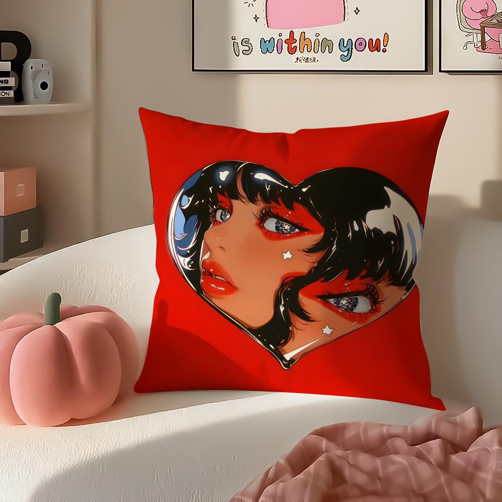 Creative Art Loving Woman Cushion Cover Pillowcase Short Plush Invisible zipper Room Sofa Cushion Cover
