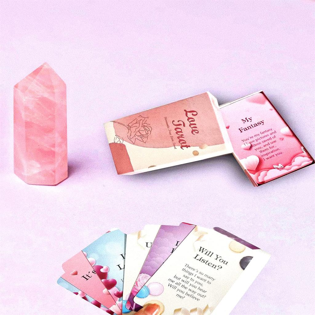 Han Yu Bowen Oracle de l'Amour Flamme Jumelle Oracle Débutant Tarot 54 Cartes Colorées Romantiques Oracle de l'Amour avec Signification pour Âmes Sœurs et Romantique x x