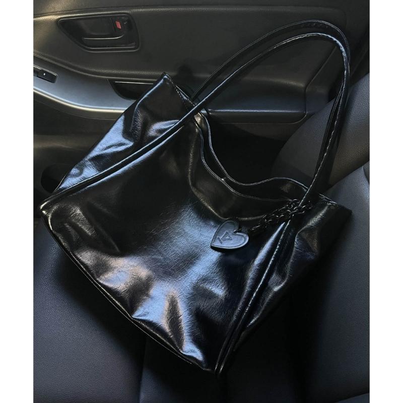 2024 NEW Shoulder Bags Solid Color Handbag Large Capacity Shopping Bag for Girl Women Leather Bag