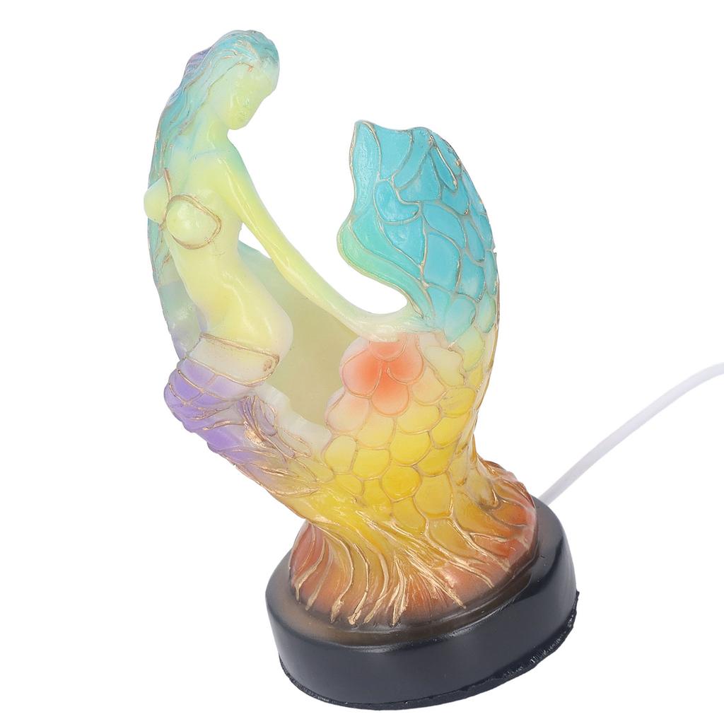 Schreibtischlampe Meerjungfrau Thema Innovativ Vintage Exquisite Farbemalerei Harz LED Nachtlicht für Zuhause Schlafzimmer Innen