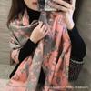 Premium Double-Sided Jacquard Houndstooth Scarf Wrap Women Winter Fall Warm Cotton Blend Shawl 185x70cm