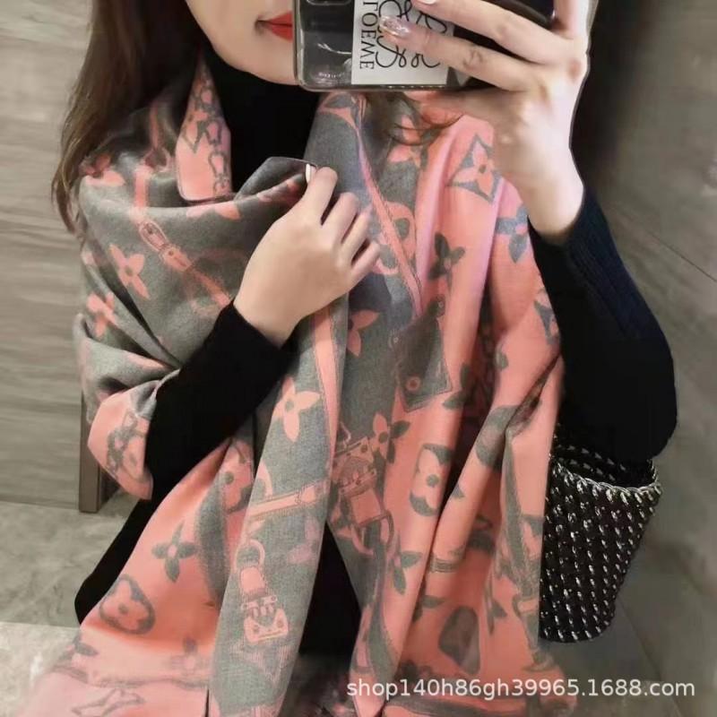 Premium Double-Sided Jacquard Houndstooth Scarf Wrap Women Winter Fall Warm Cotton Blend Shawl 185x70cm