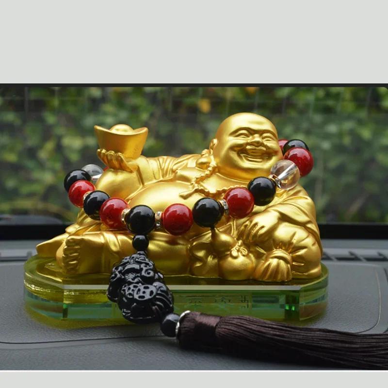 Car Decoration Perfume Seat Maitreya Buddha Statue Desktop Ornaments Exquisite Resin Crafts Home Fengshui Decor Accessories
