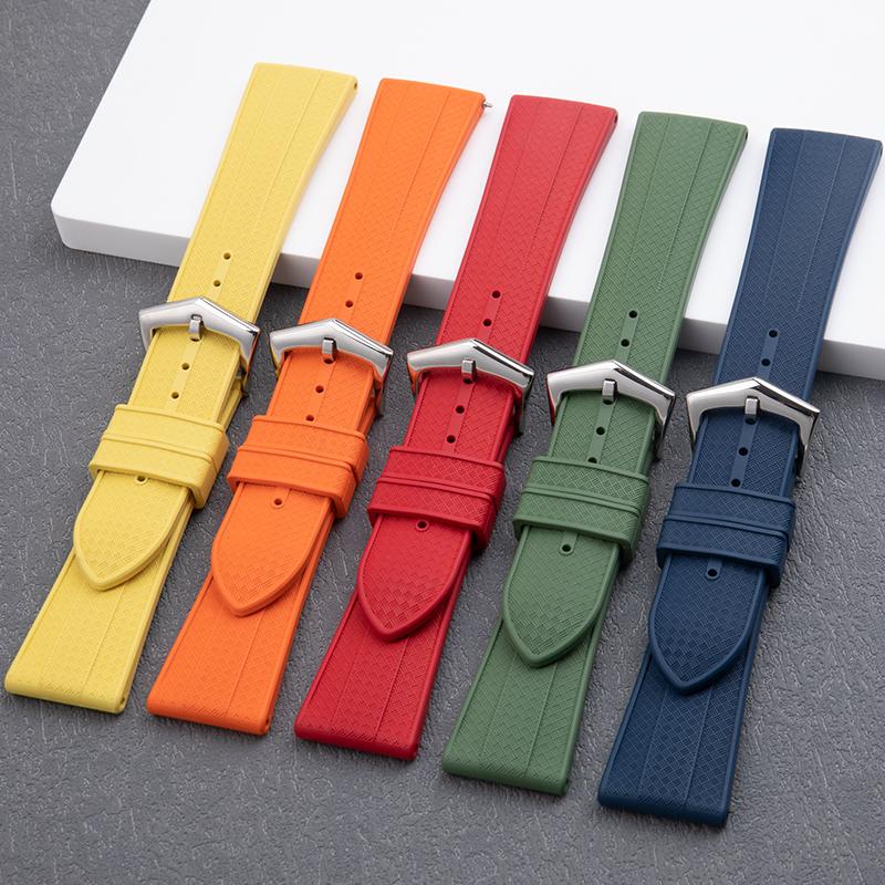 Imported Fluororubber Watchband Soft FKM Rubber Watch Band 20/22mm Wristband Folding Pin Buckle Fit For Patek Philippe Watchband
