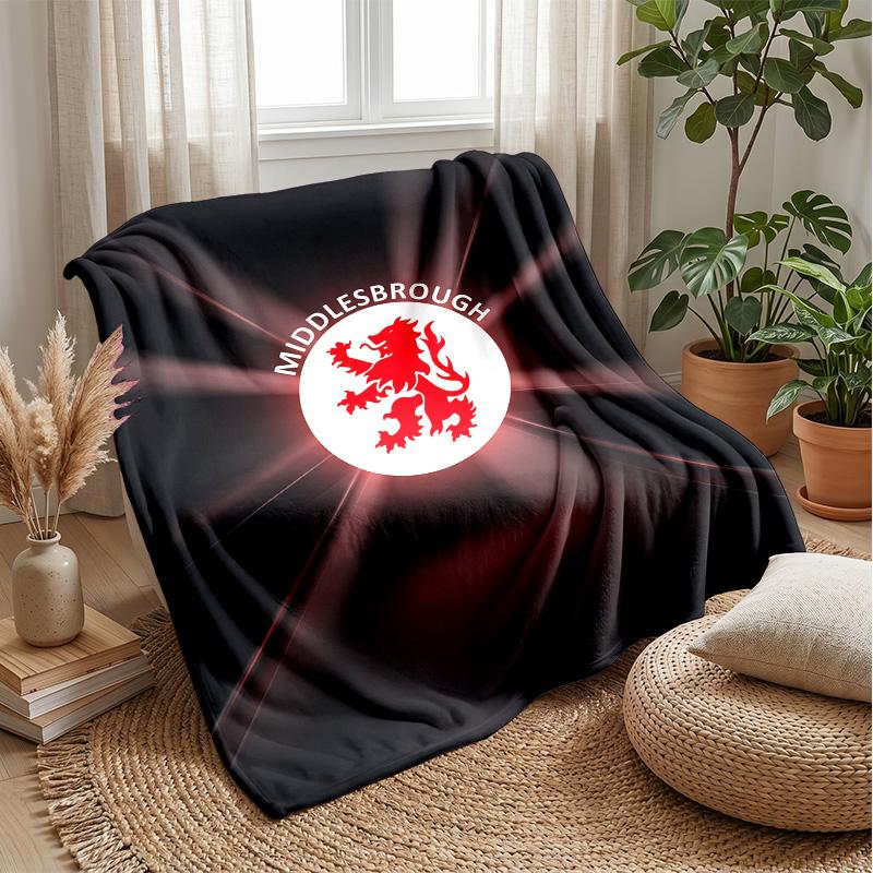 Middlesbrough FC Coperta Morbida in Pile di Flanella Leggera Accogliente Calda Plaid per Divano Letto Decorazione Casa