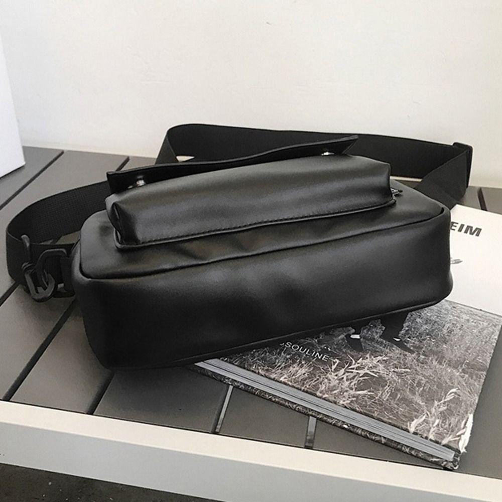 Causal PU Crossbody Bag Large Capacity Sports Shoulder Bag Simple Square Message Bag  Unisex