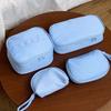 Polyester Cosmetic Pouch Checkered Travel Toiletry Storage Bag Organizer Wash Bag Daily Use