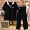 Fashionable Ice Silk Sports Suit for Women in Spring, Autumn and Summer, Slim Mother's Style Casual Pants Two-piece Set
