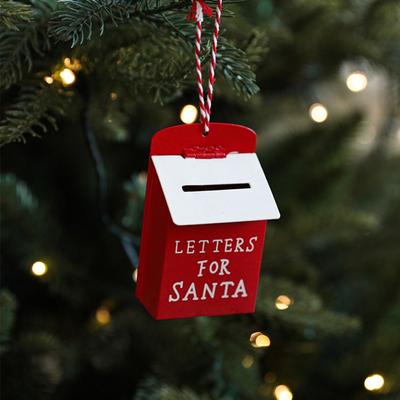 Cartoon Santa Claus Mailbox Pendant Iron Elk Snowman Red Mailbox Hanging Ornament Christmas Tree Christmas Mailbox Decoration