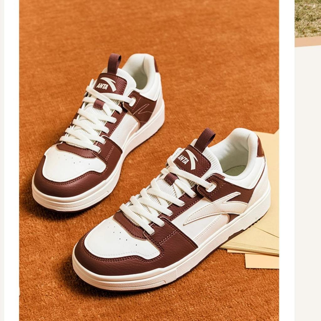 Anta Street Casual Slip Resistant Durable Shock Absorbing Low Top Skate Shoes Women sneakers White Red 922448019-1