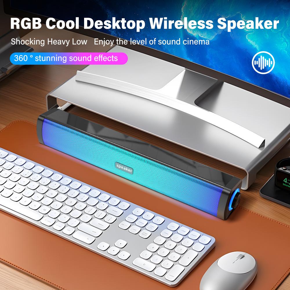 E-1411 Desktop Bluetooth Speaker Subwoofer Computer Long Speaker for Office Leisure Entertainment Suitable Wireless Sound System