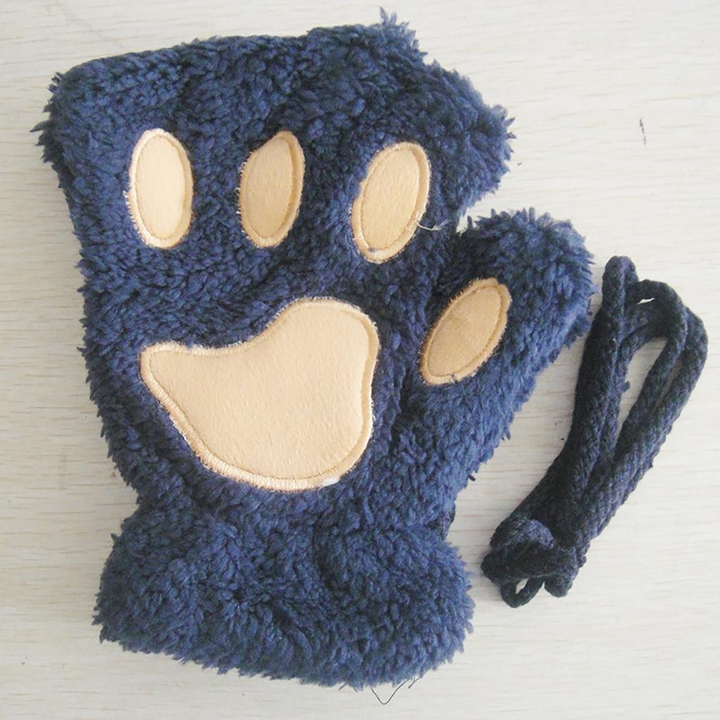 Cute Cartoon Women Warm Fingerless Gloves Cat Gloves