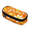 Pencil Pouch Structured 300D Polyester Smooth Zipper with Main Compartment Mesh Pocket and Pen Slots for Teens and Students
