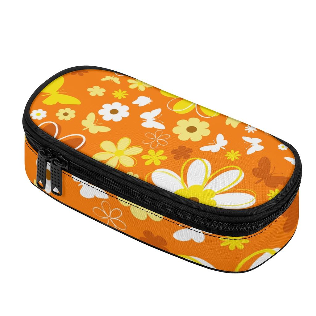 Pencil Pouch Structured 300D Polyester Smooth Zipper with Main Compartment Mesh Pocket and Pen Slots for Teens and Students