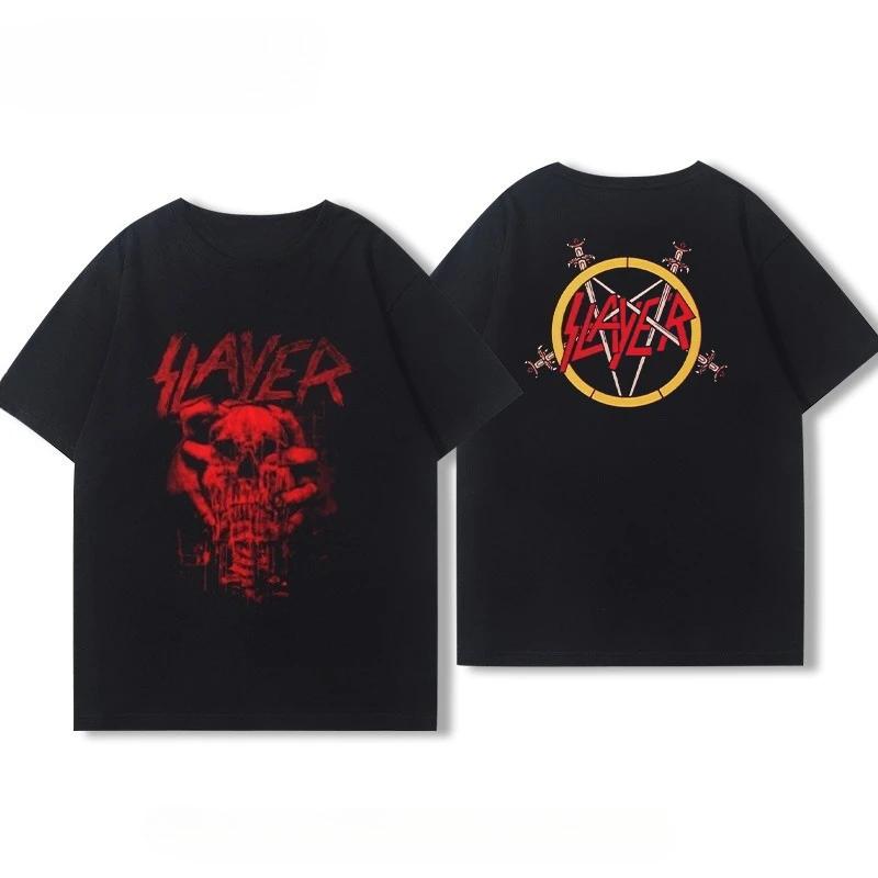 Slayer Reign in Blood T-Shirt Herren Damen Kurzarm Retro Band Y2k Oberteile Marken T-Shirts Streetwear Y2k Kleidung Sommer Herren T-Shirt