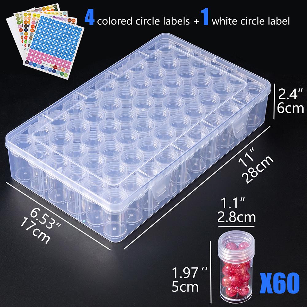 1pc 24/30/48/60/80 Slots Plastic Storage Box, DIY Diamond Painting Beads Charms Jewelry Accessories Organizer Box