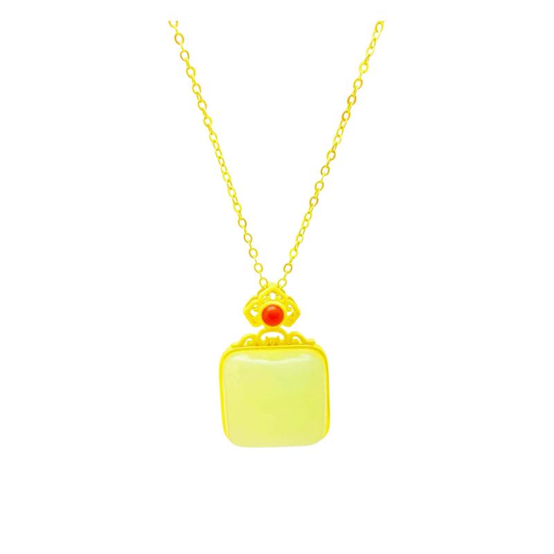 Chinese Ethnic Style S925 Sterling Silver Gold-Plated Hetian Jade Cloud Pendant Necklace