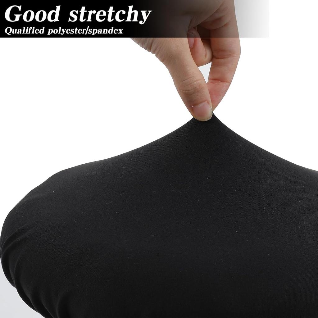 2Pcs Bar Stool Covers Round, Black High Elastic Soft Bar Stool Cushion Covers Circle Washable Slipcovers Fit for Dia 11-19 inches Round Chair Cover