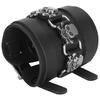 Braided Bracelet Split Leather Adjustable Pin Buckle HandMade Vintage Skull Wrist Cuff Jewelry(Black )