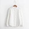 1116 Autumn New Versatile Small Stand-up Collar Cotton Shirt Women's Long Sleeves Small Fresh College Style Student Shirt Base