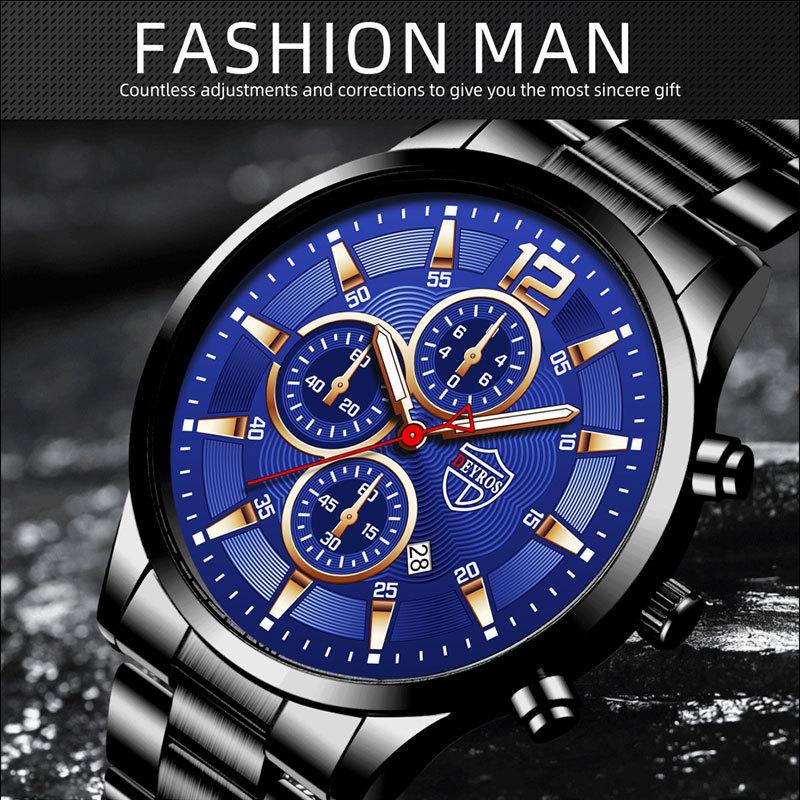 Neue Herren Mode Große Zifferblatt Uhr Kalender Uhr Freizeit Uhr Herren Edelstahl Uhr Quarz Uhr