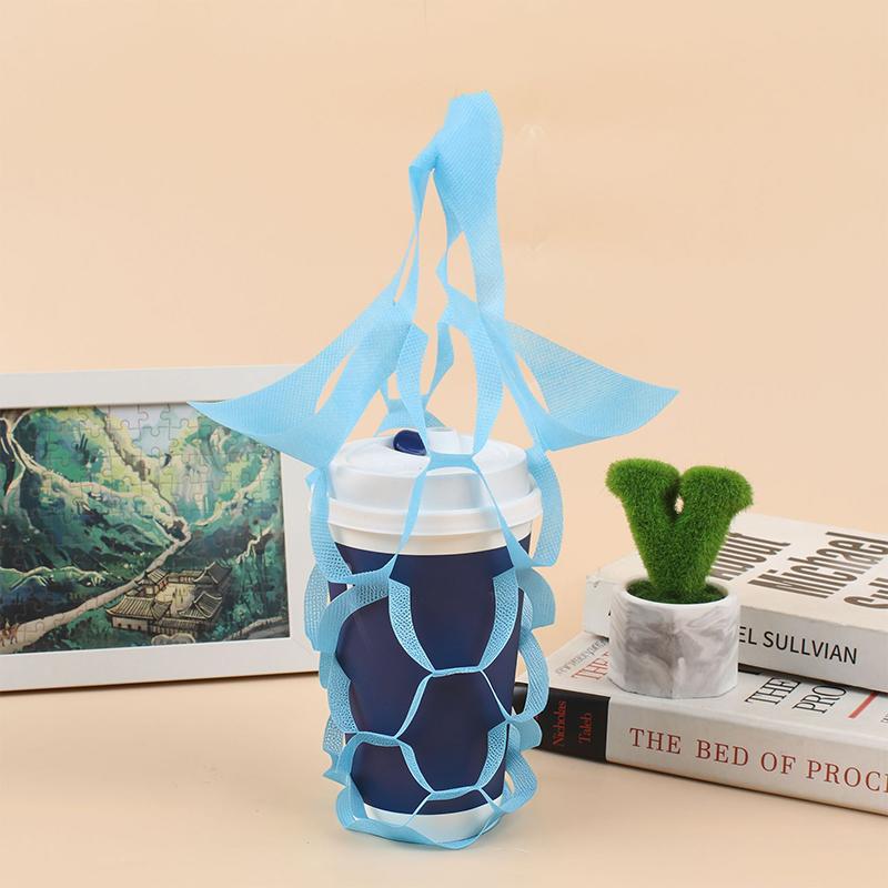 Portable Non Woven Water Cup Holder Reusable Milk Tea Beverage Tote Bag for Work Travel and Restaurant Use
