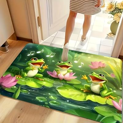 1 Stück Anti-Ermüdungs-Küchenteppiche, Frosch-Print Wasserdicht Rutschfest Dick Gepolsterte Küchenmatte Strapazierfähige Komfort-Standmatte für die Küche
