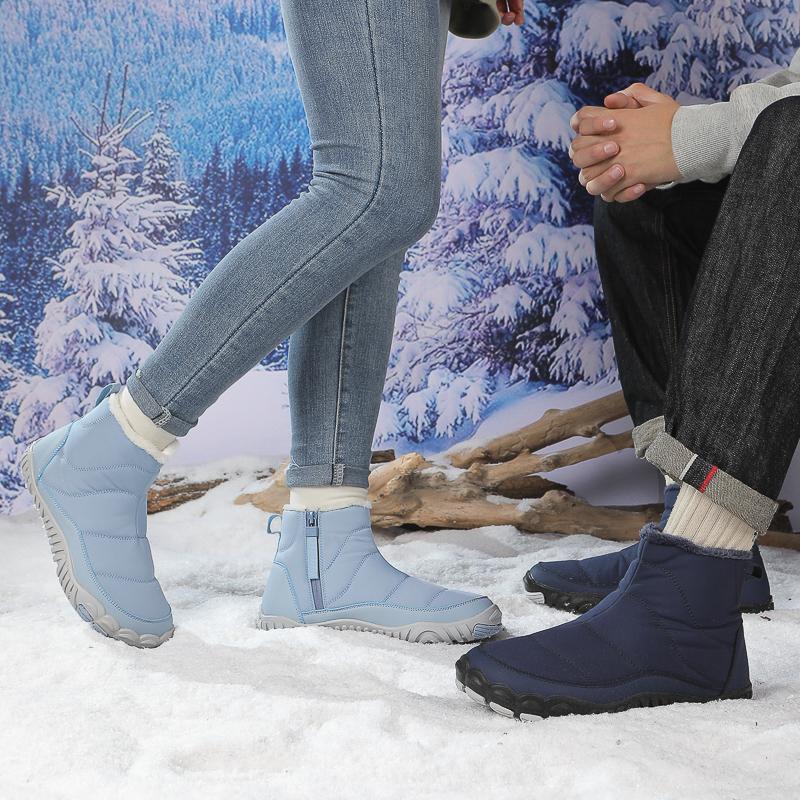 Women's Plush Snow Boots Men's High-top Cotton Shoes Warm Short Boots Non-slip Winter Hiking Shoes