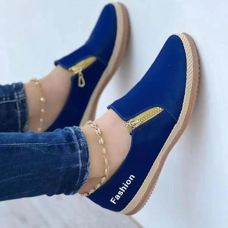 2025 Plus Size Women's Casual Platform Shoes with Side Zipper - Lightweight European & American Style