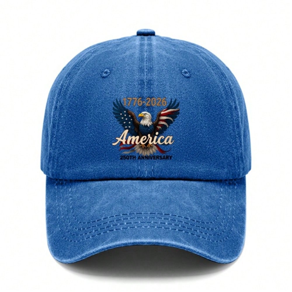 [Patriotic Baseball Cap] 250Th Anniversary AMERICA Eagle Print Polyester Adjustable Vintage Style Baseball Hat For July 4Th Independence Day Memorial
