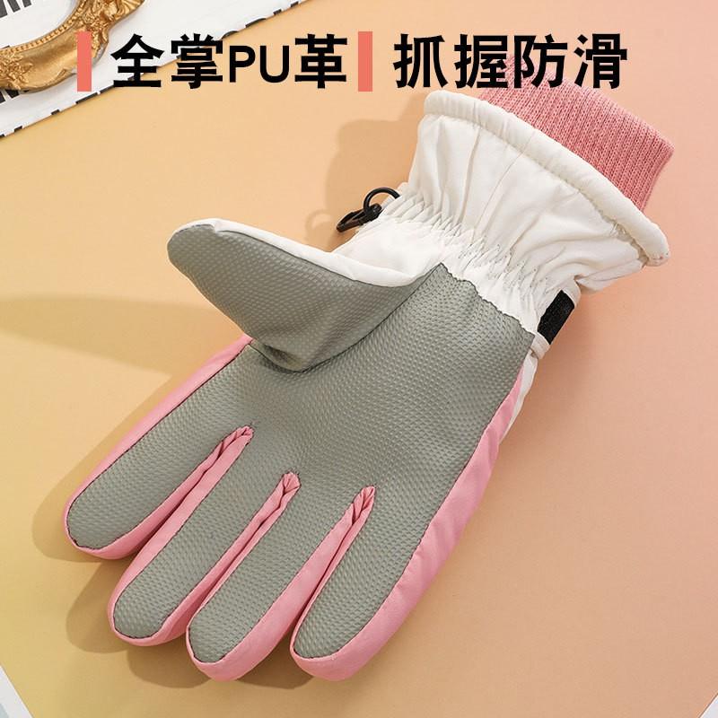 Kids Ski Gloves With Cartoon Space Print Warm Fleece Lined Touchscreen Windproof Winter Mittens Boys Girls