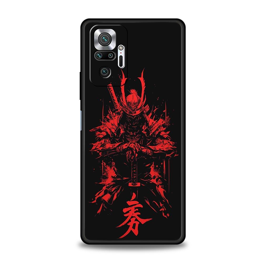 Japanese Bushido Samurai Phone Case For Xiaomi Redmi Note 14 13 5G 10 11 12 Pro Plus 4G 14C 13C 12C 10C Black Cover