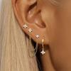 Set di 3 Orecchini a Bottone Fiore Stella in Acciaio Inossidabile con Zirconi Orecchino per Piercing Cartilagine con Catena Placcata Oro 14K Gioielli da Donna