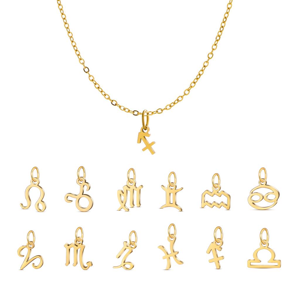 Wholesale 6pcs/lot 12 Constellation Zodiac Charm Pendant Stainless Steel High Quality DIY Jewelry Making Accessories