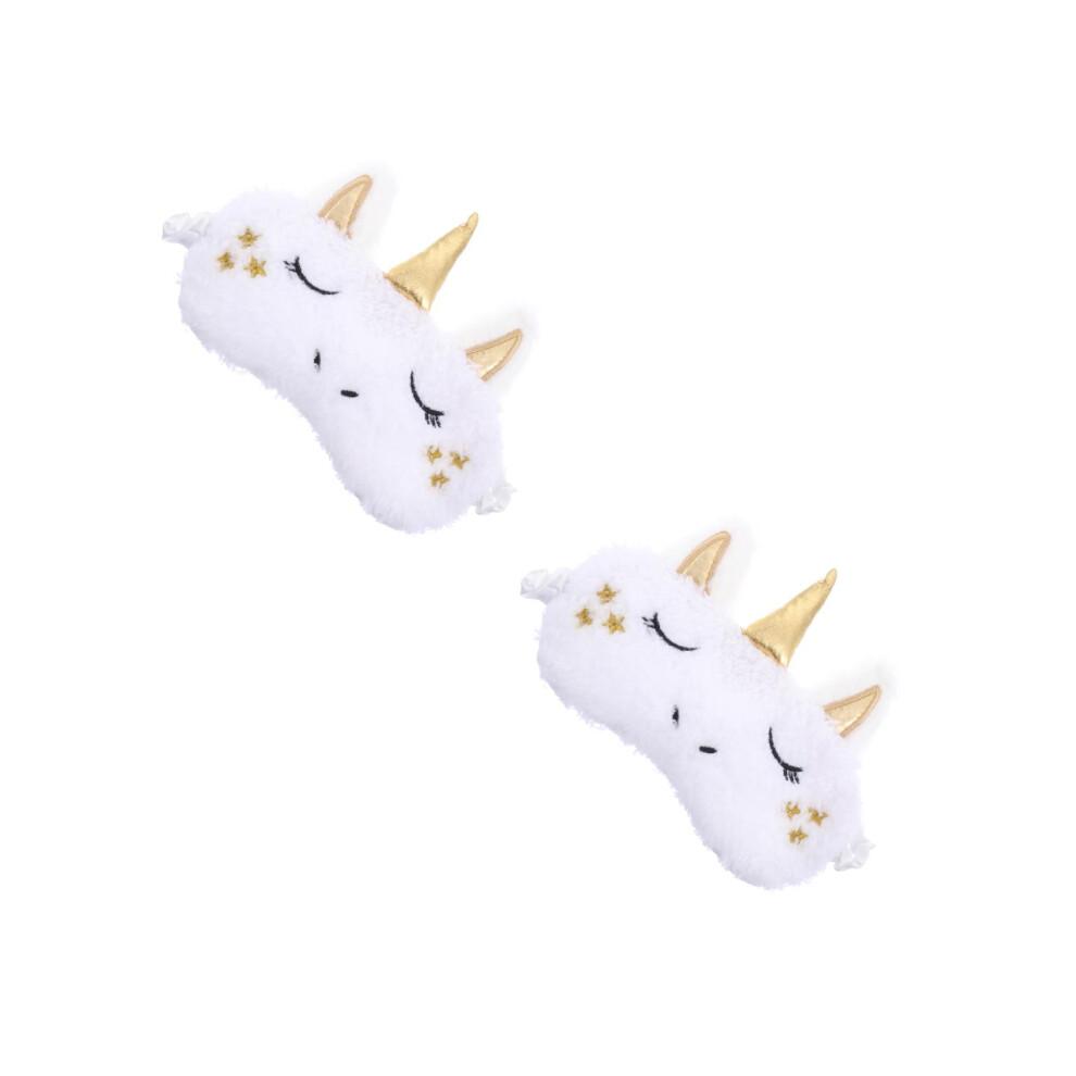 2Stk Plüsch Augenbinde Schlaf Maske Mit Gummiband Weiß