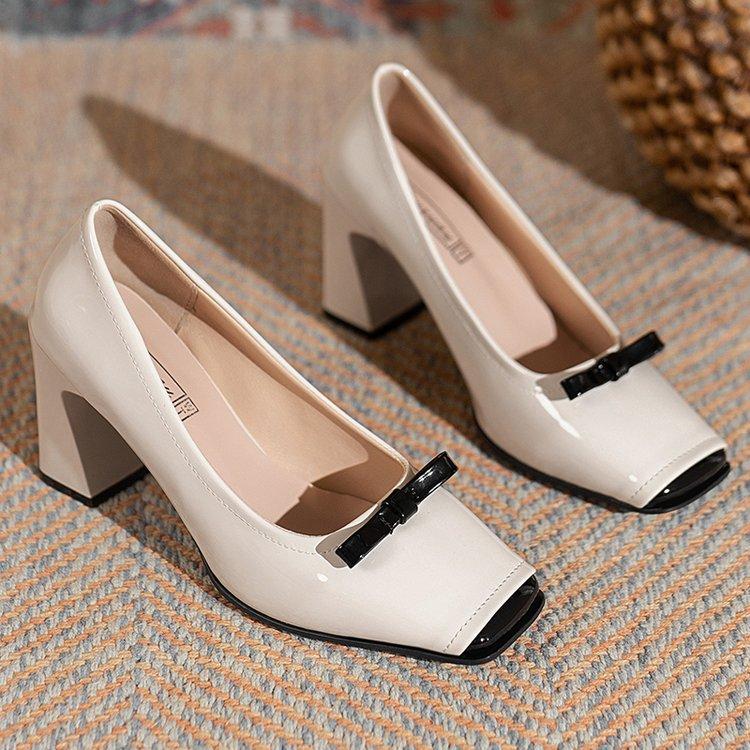 Fashion Spring Fashion New Style Shallow Mouth Square Toe Pumps Comfortable Elegant High Heels Square Toe Color Matching Women's Shoes