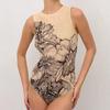 Fato de Banho Feminino Peça Única de Malha Multicor com Proteção Solar - Roupa de Banho Sexy Fresca de Manga Comprida