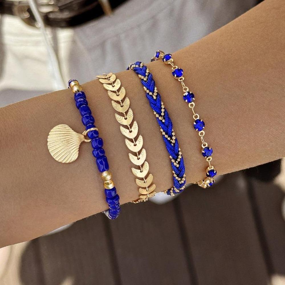 Bohemian Style Rice Bead Shell Multi-layer Bracelet Ethnic Style Rope Braided Bracelet