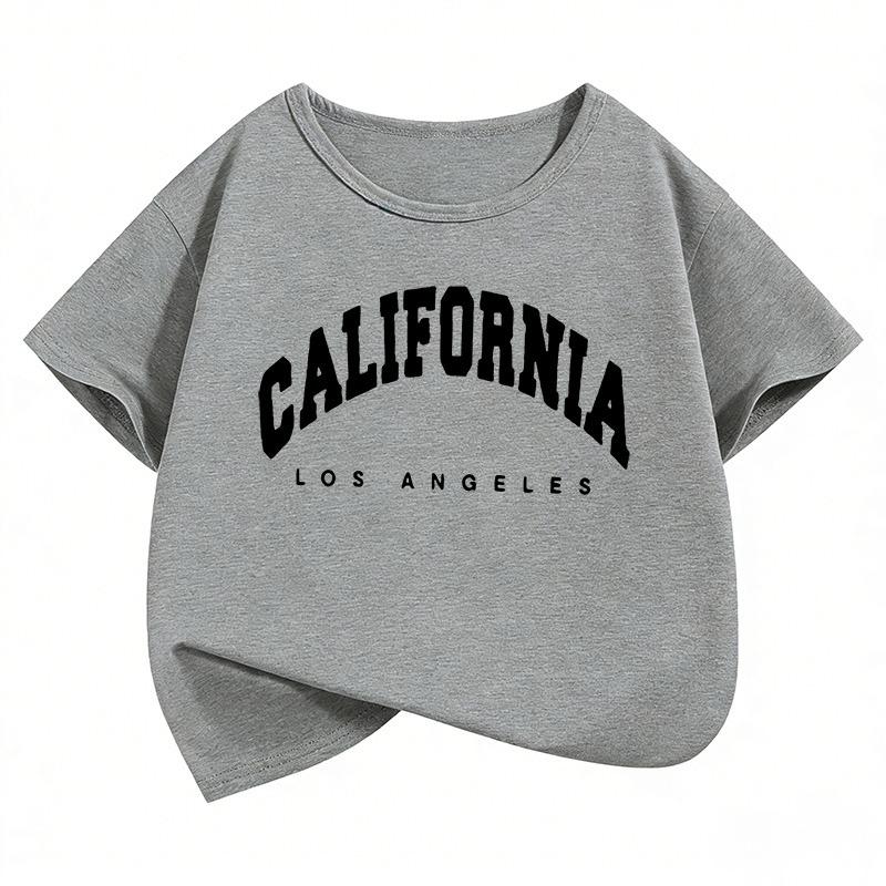 California Los Angeles Letter Printed  Tshirts Fashion Kids Children's T-shirt Boys Girls Summer Spring Casual Top Tee Shirt