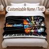 Music Theme Soft Blanket Personalized Custom Name Text Print Warm Blanket Home Sofa Bedroom Decor