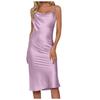 Women Sexy Elegant  Color Imitation Silk Slim Dress Banquet Sling Dress