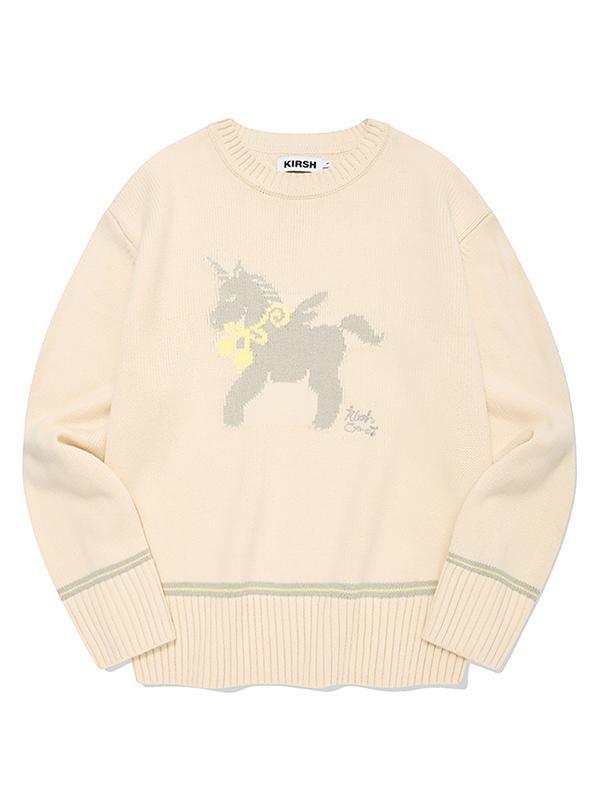 KIRSH Cherry Unicorn Jacquard Knit [Ivory]