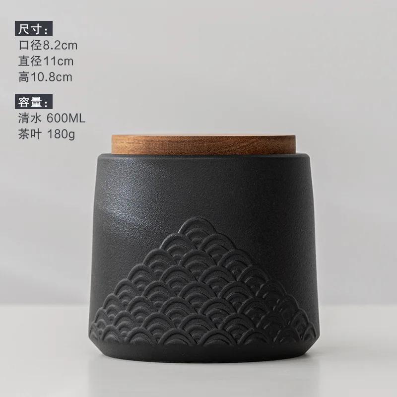 Ceramic Tea Caddy Sealed Jar Storage Jar with Lid Tea Box Storage Jar Living Room Table Decoration Household Tea Set 1PCS