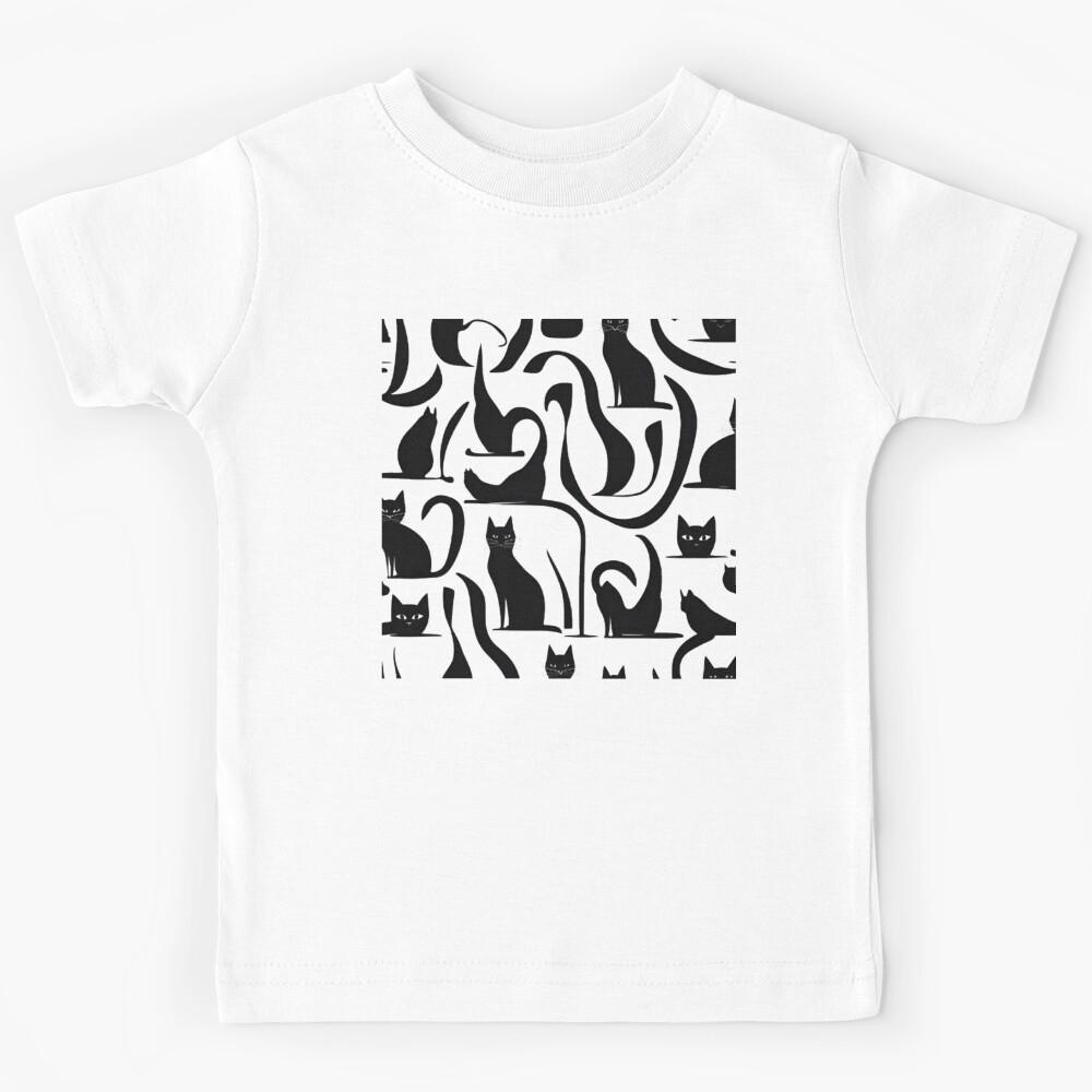 Sleek Black Cat - Elegant and Mysterious Design Kids T-Shirt 100
