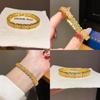 Geometrisches Kupfer-Zirkon-Armband mit elegantem Gold-Finish für Damen