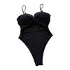 Women Swimsuit Crisscross Front Cutout Ruched Fabric Adjustable Spaghetti Strap Bathing Suit