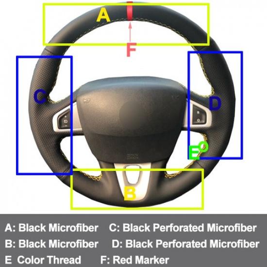 DIY Steering Wheel Cover For Renault Fluence Fluence ZE 2009-2016 Megane 09-2014